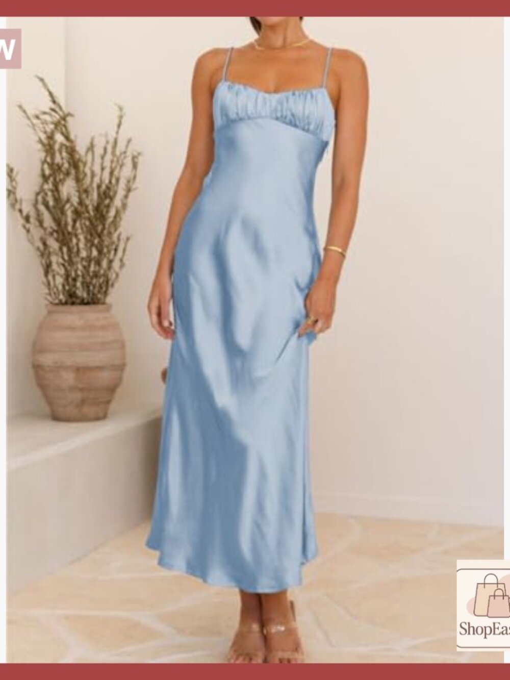 Satin Backless Ruched Twist Midi Dress Elegant Cocktail Wedding Guest - Picture 5 of 5